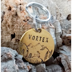 Médaille gravée et personnalisée en laiton pour chien ou chat "VORTEX"