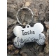 Médaille identité chien " Tioska" forme os