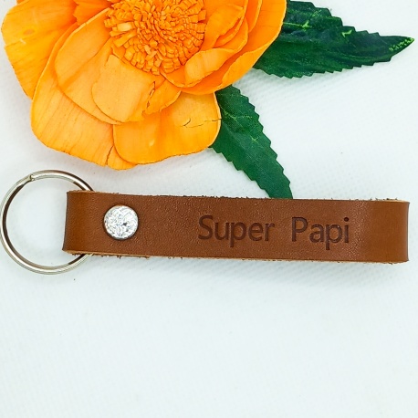 Porte clé cuir couleur camel