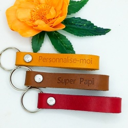 Porte clé cuir avec message personnalisé