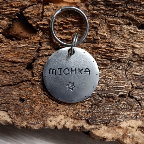 Médaille chien ronde  Goldy personnalisée aluminium 