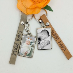 Porte clé photo personnalisé super papa