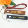 Porte-clés cuir personnalisé  SUPER PAPI