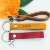 Porte-clés cuir personnalisé  SUPER PAPI