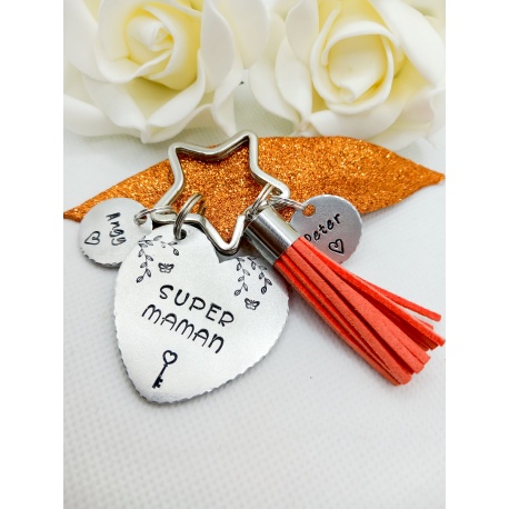 Porte-clés coeur SUPER MAMAN