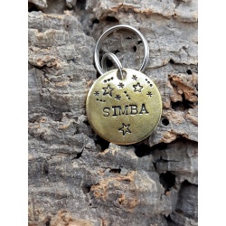 Médaille chien ou chat ronde en laiton "Simba"