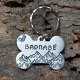 Médaille identité chien forme os en aluminium  "SURF"
