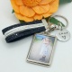 Porte-clés photo personnalisé cuir et médaille prénom