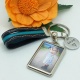 Porte-clés photo personnalisé cuir et médaille prénom